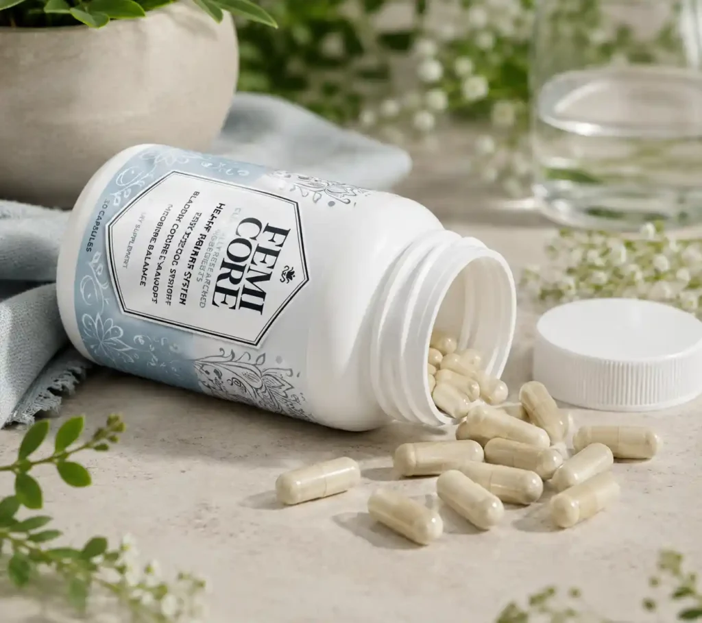 FemiCore probiotic supplement bottle